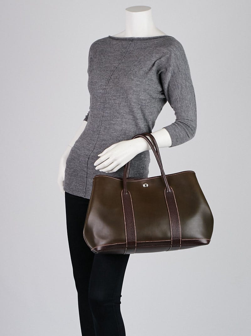 Hermes Amazonia Brown Buffalo Leather Garden Party MM Tote Bag