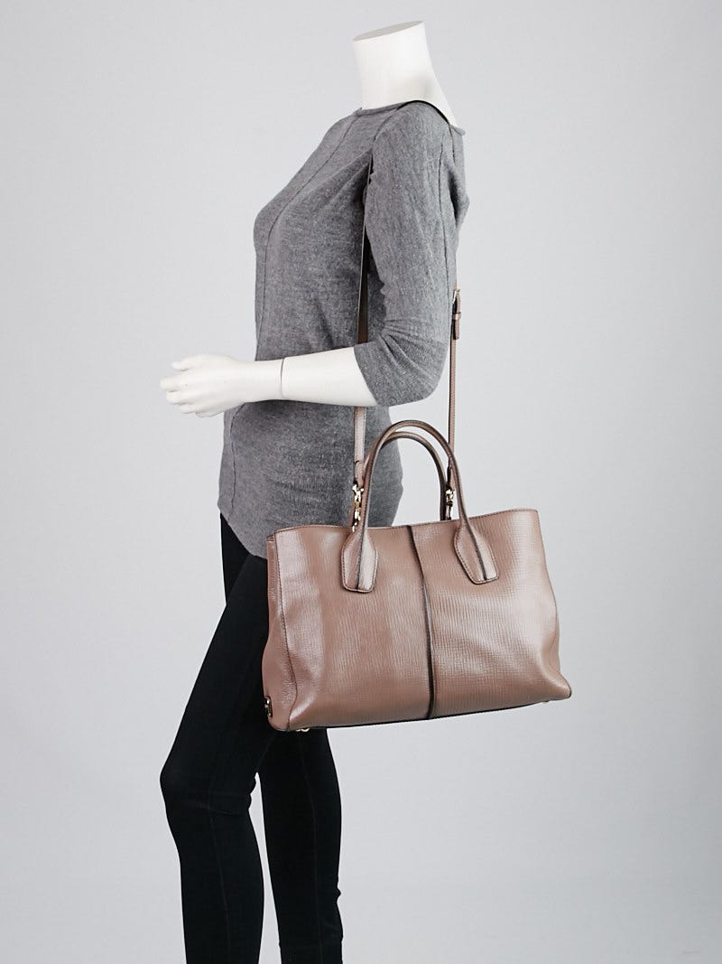 Tころ★ Tod's Crete Embossed Leather D-Styling Lavoro Medium Shopping Tote