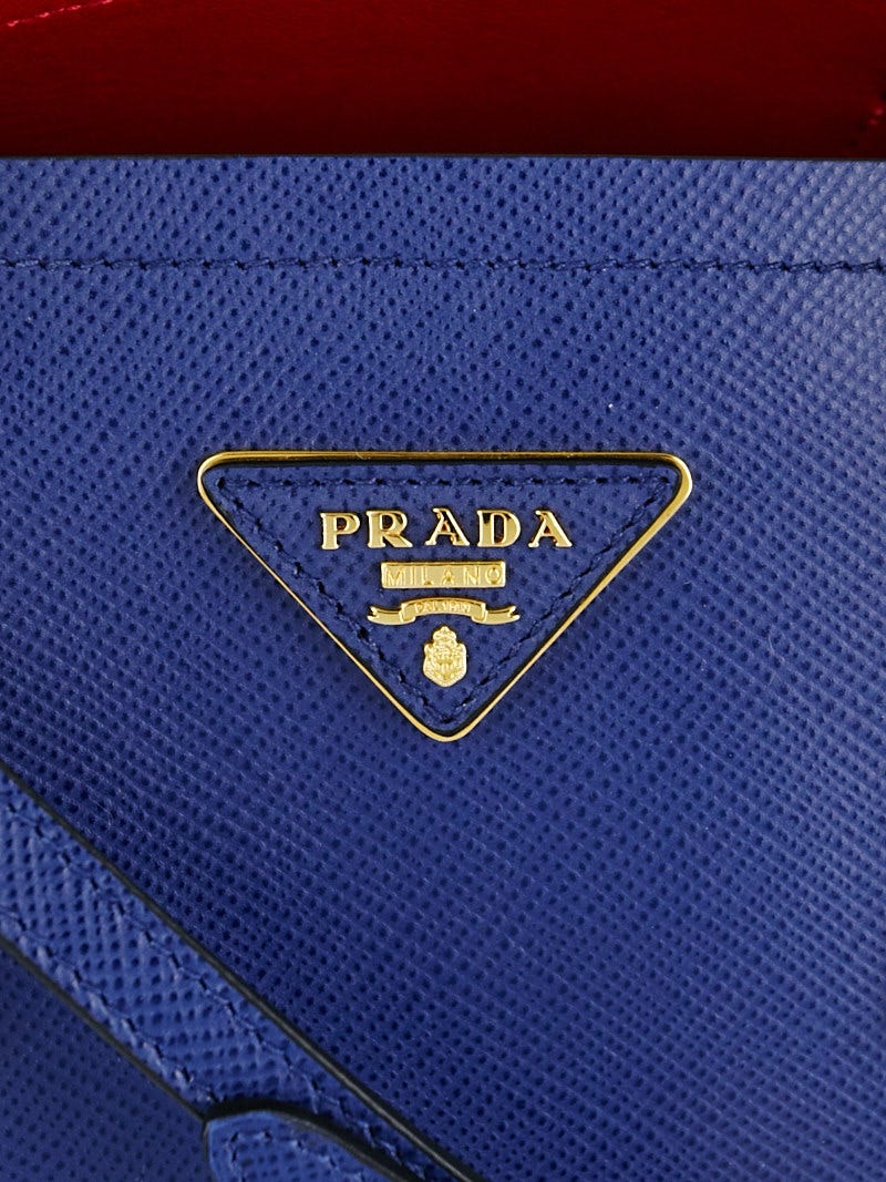 Prada Bluette Saffiano Leather Double Handle Tote Bag BN2775