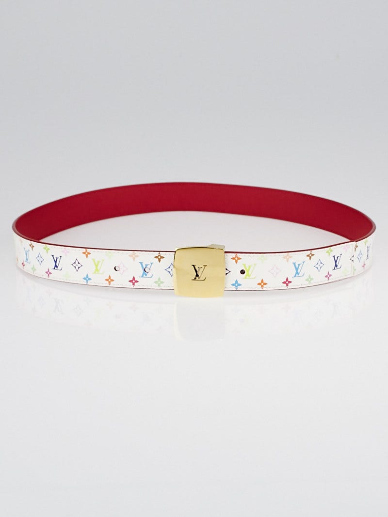 Louis Vuitton 30mm White Monogram Multicolore LV Cut Reversible Belt Size  90/36 - Yoogi's Closet