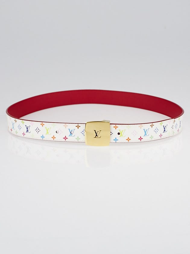 Louis Vuitton 30mm White Monogram Multicolore LV Cut Reversible Belt Size 90/36