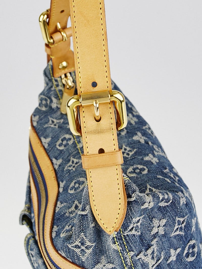 Louis Vuitton Blue Monogram Denim Baggy PM Brown Leather Cloth ref.150135 -  Joli Closet