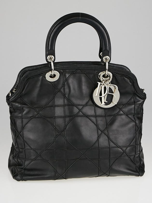 Christian Dior Black Cannage Quilted Lambskin Leather Granville Tote Bag