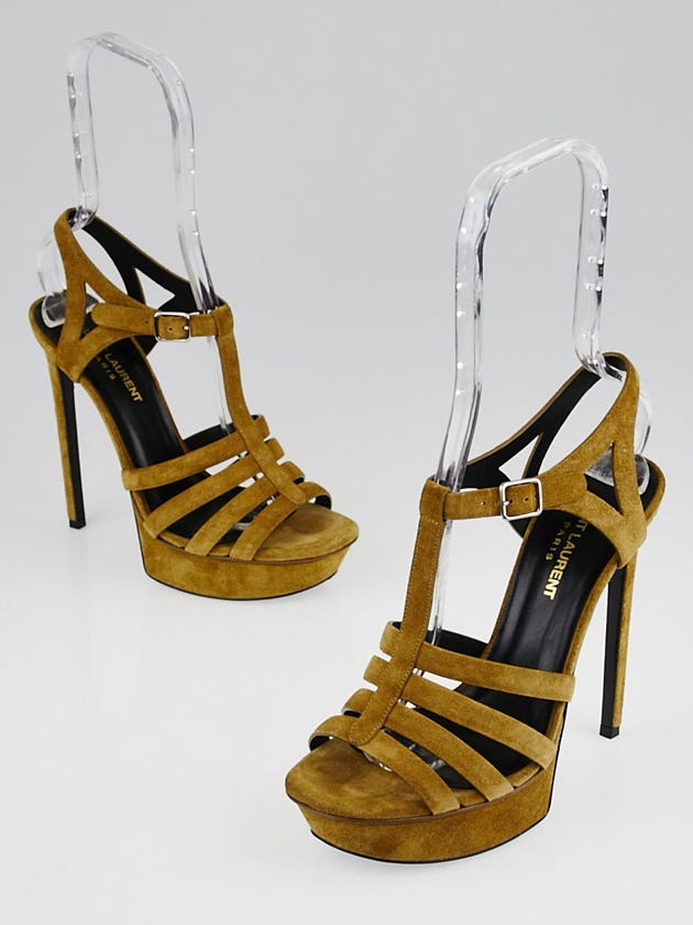 Yves Saint Laurent Tan Suede Bianca Sandals Size 7.5/38