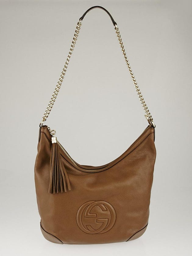Gucci Brown Pebbled Leather Soho Chain Shoulder Bag