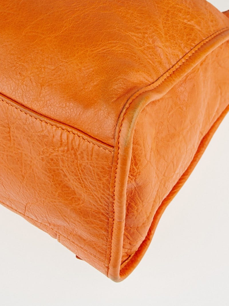 Balenciaga Tangerine Lambskin Leather Motorcycle City Bag