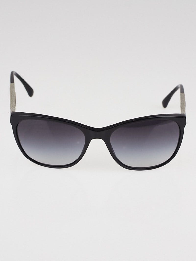 Chanel Black Frame White Denim Sunglasses Wayfarer Sunglasses-5185