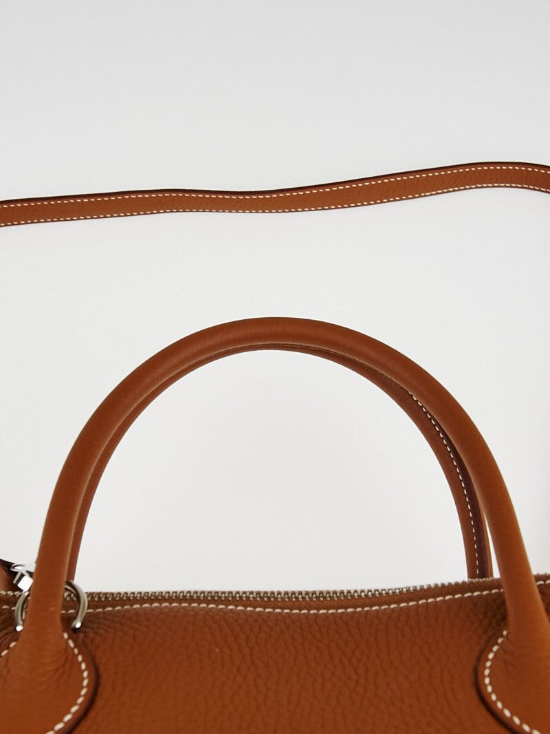Hermes 31cm Etoupe Clemence Leather Palladium Plated Bolide Bag - Yoogi's  Closet