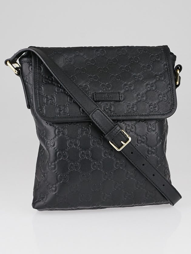 Gucci Black Guccissima Leather Small Messenger Bag