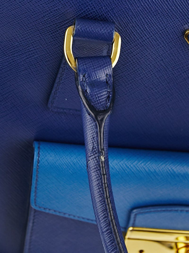 Prada Bluette/Cobalto Bi-Color Saffiano Lux Leather Pocket