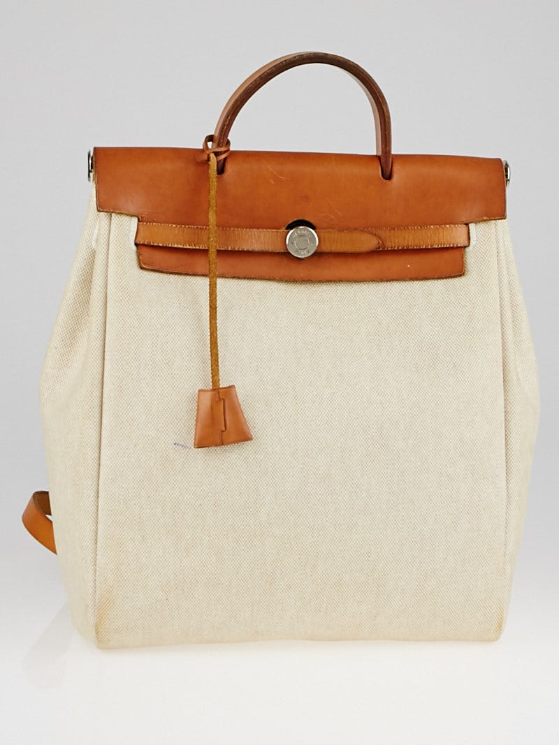 Hermès Natural Toile and Vache Calfskin Leather Herbag Cabas 50 2