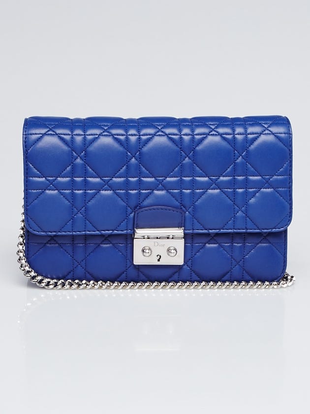 Christian Dior Midnight Blue Cannage Quilted Lambskin Leather Large Miss Dior Pouch Bag