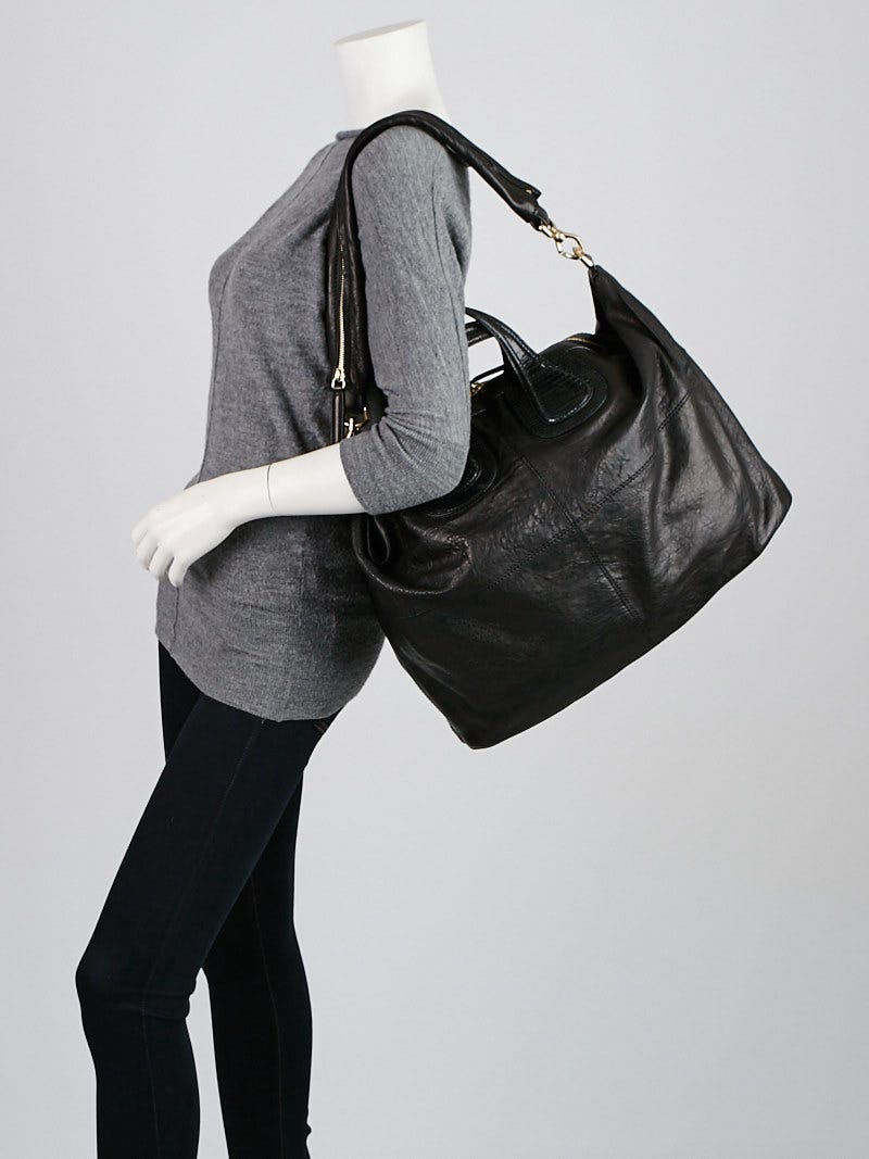 Givenchy Black Wrinkled Lambskin Leather Large Nightingale Bag Yoogi s Closet