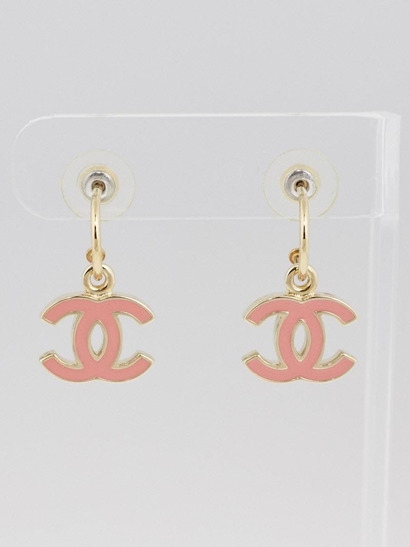 Chanel Pink Resin CC Dangle Earrings - Yoogi's Closet