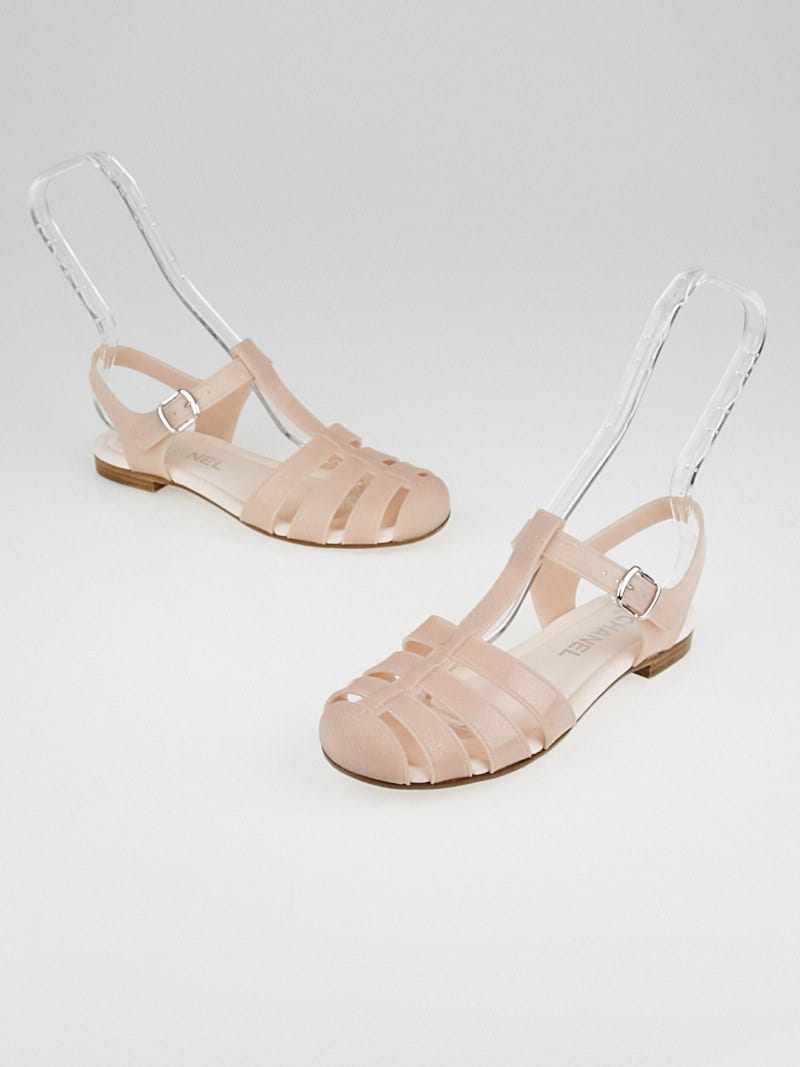 Chanel pink jelly sandals on sale