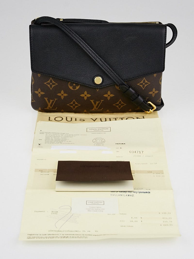 Louis Vuitton Black Leather and Monogram Canvas Twinset Bag Louis