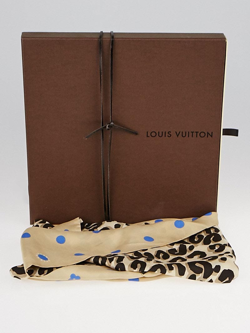 Louis Vuitton Navy Blue/Red Leopard Silk Snood Infinity Scarf