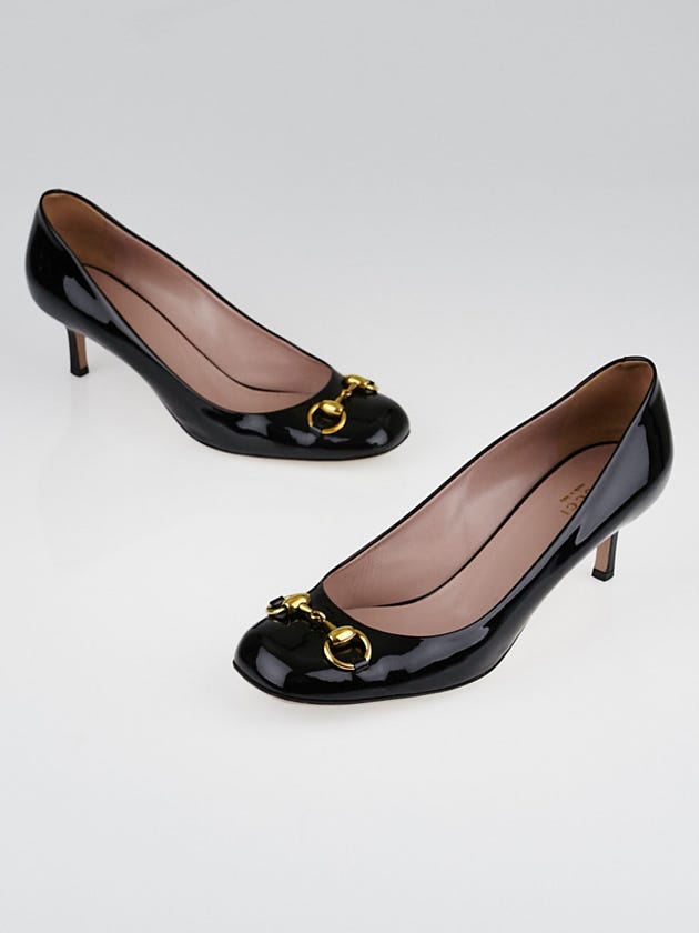 Gucci Black Patent Leather Jolene Pumps Size 9/39.5