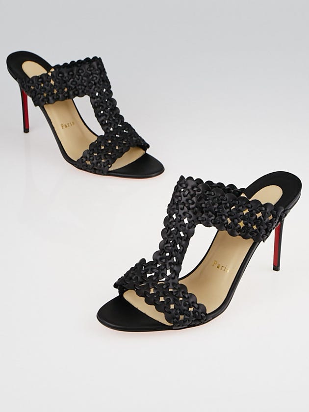 Christian Louboutin Black Leather Calamazone Slide Sandals Size 8.5/39