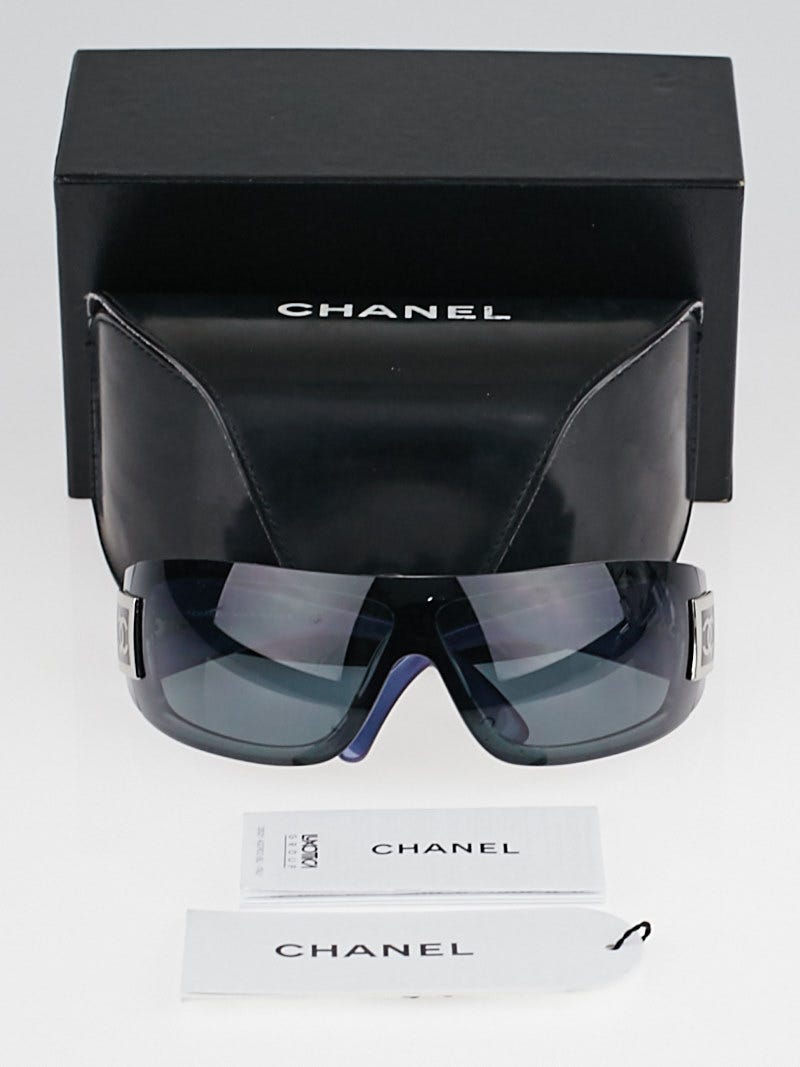 Chanel Blue Acetate Frame Wrap CC Sunglasses - 5085 | Yoogi's Closet