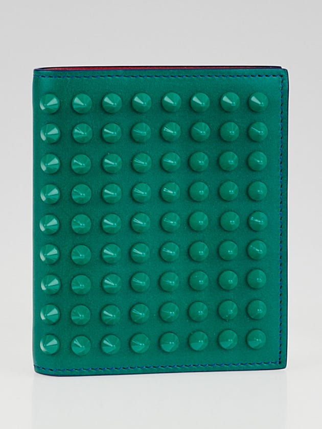 Christian Louboutin Green Leather and Spikes Paros Wallet