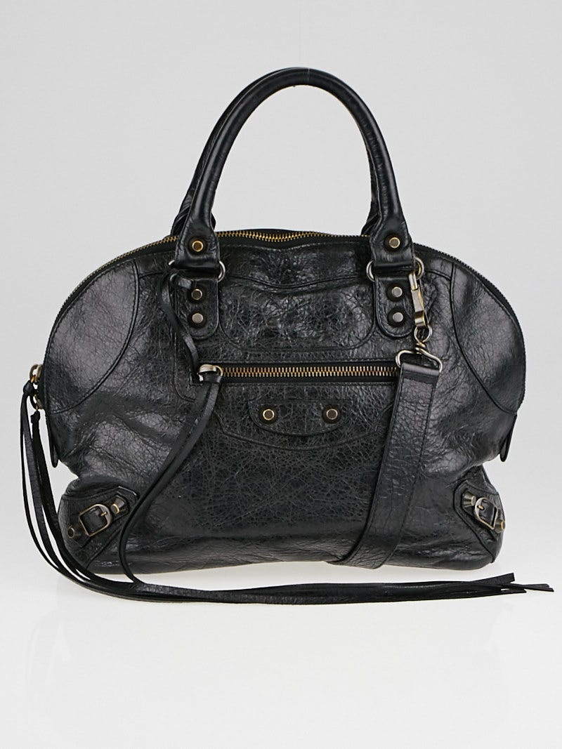Balenciaga Black Lambskin Leather Mini Bowling Bag Yoogi s Closet