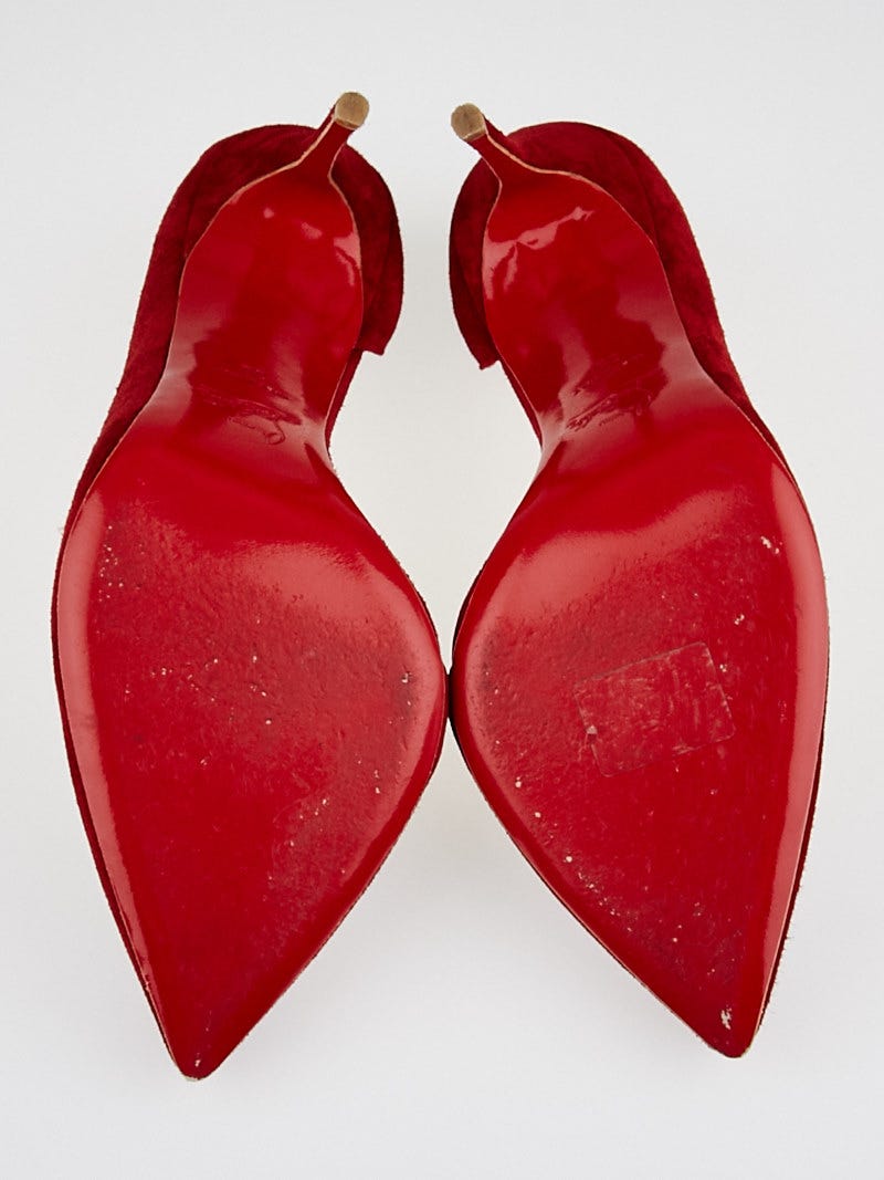 POPOLOオカリナ SF RED Christian Louboutin Red Suede Half d'Orsay Chiarana 100