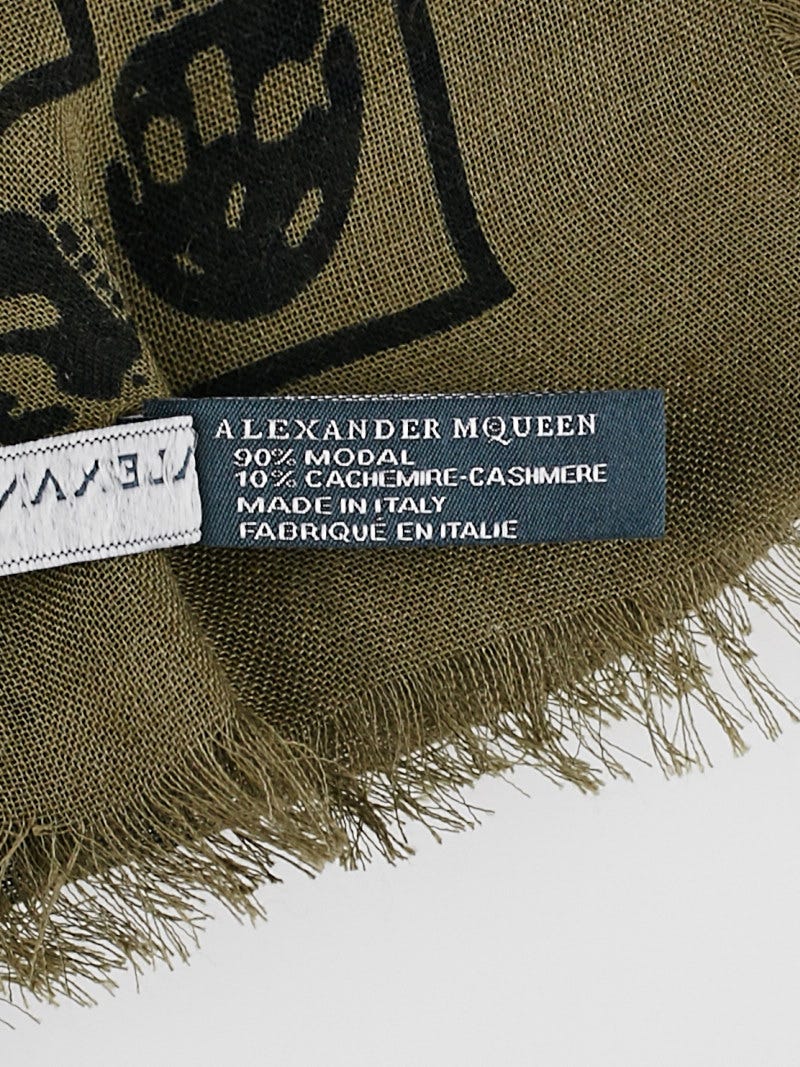 Alexander McQueen Green and Black Modal/Cashmere Skull Scarf
