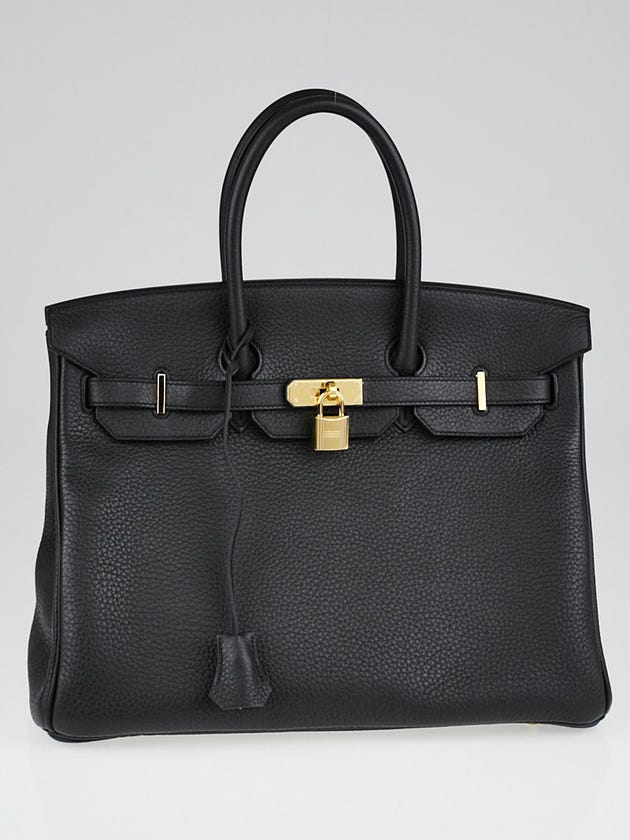 Hermes 35cm Plomb Togo Leather Gold Plated Birkin Bag