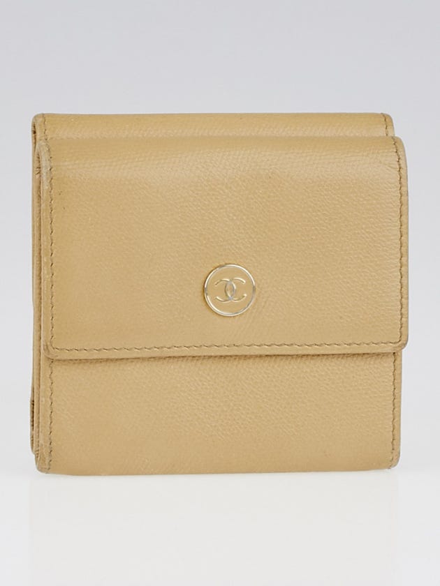 Chanel Beige Leather CC Compact Wallet