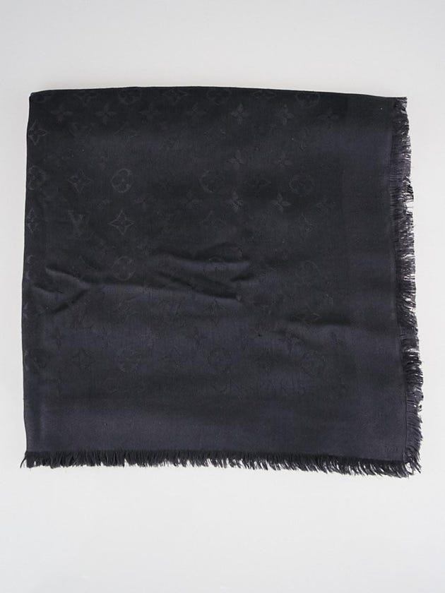Louis Vuitton Anthracite Monogram Silk/Wool Shawl