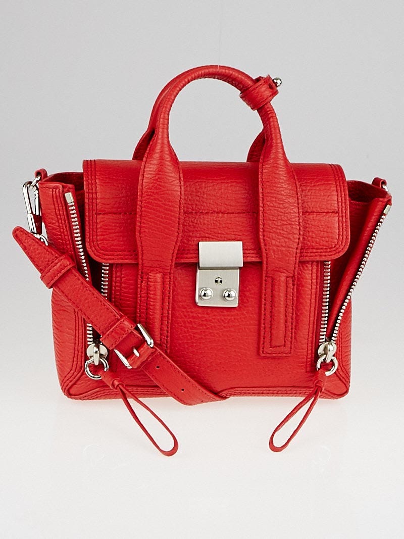3.1 Phillip Lim Red Nickel Shark Embossed Leather Mini Pashli
