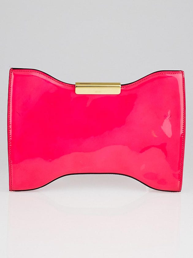 Alexander McQueen Neon Pink Patent Leather Squeeze It Clutch Bag
