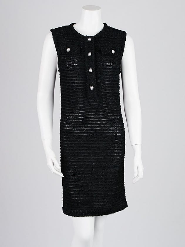 Chanel Black Nylon Blend Sheer Boucle Tunic Dress Size 4/38