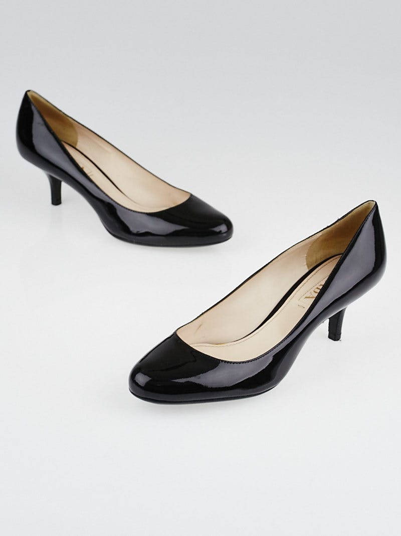 Prada Black Patent Leather Low-Heel Pumps Size 5.5/36