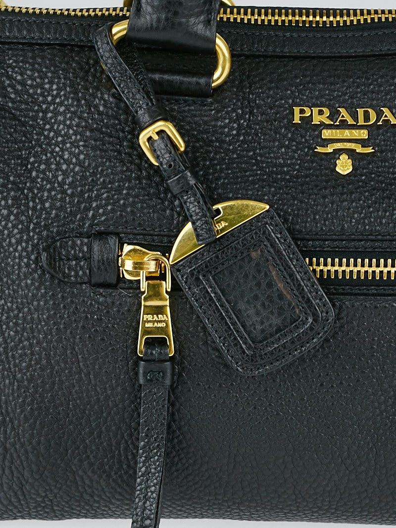 Prada Black Cervo Leather Zip East/West Top Handle Bag Prada Black Cervo Leather Zip East/West Top Handle Bag