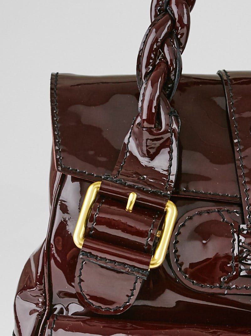 Valentino Garavani Burgundy Patent Leather Histoire Satchel Bag