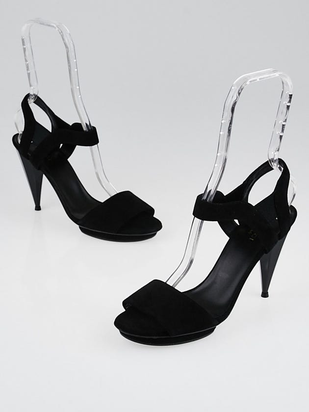 Gucci Black Suede Open-Toe Heels Size 8/38.5