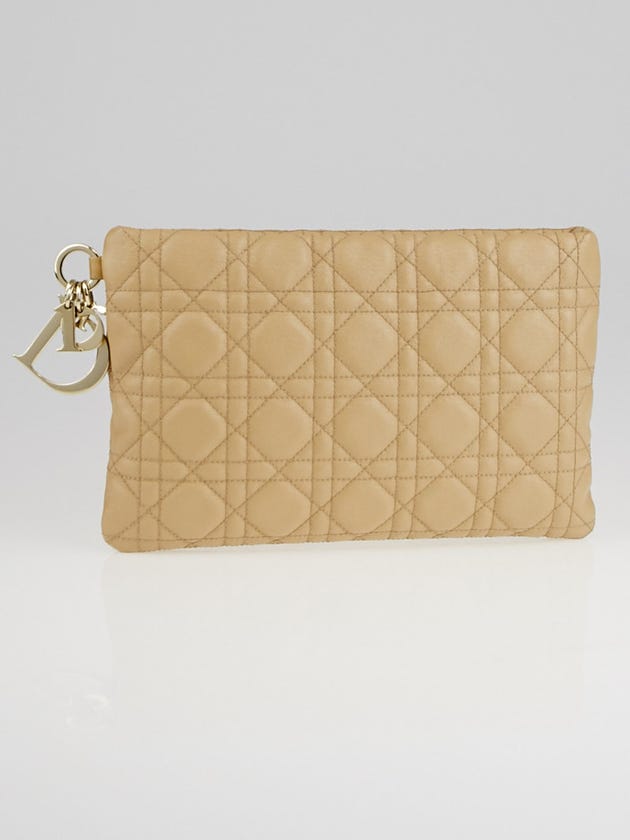 Christian Dior Beige Cannage Quilted Coated Canvas Panarea Clutch Bag