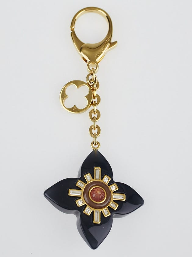 Louis Vuitton Goldtone and Black Fleur d'Etoile Key Holder and Bag Charm