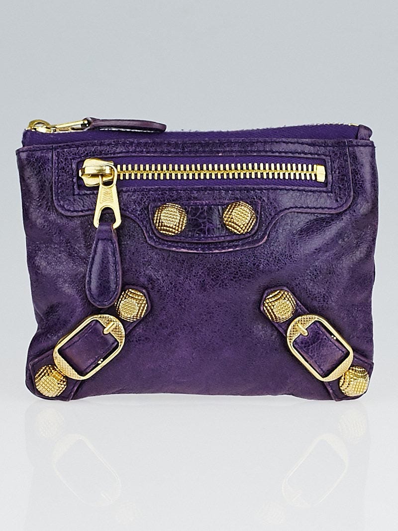 Balenciaga Raisin Lambskin Leather Porte Monnaie Coin Purse