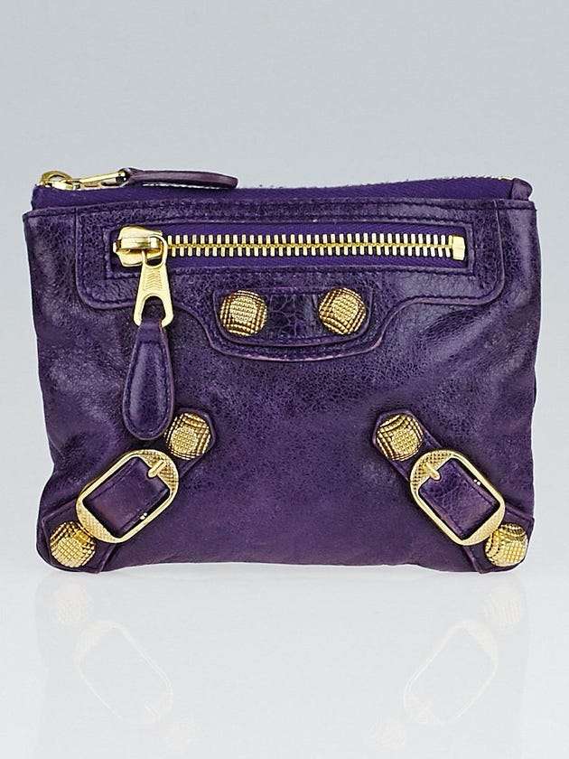 Balenciaga Raisin Lambskin Leather Porte Monnaie Coin Purse