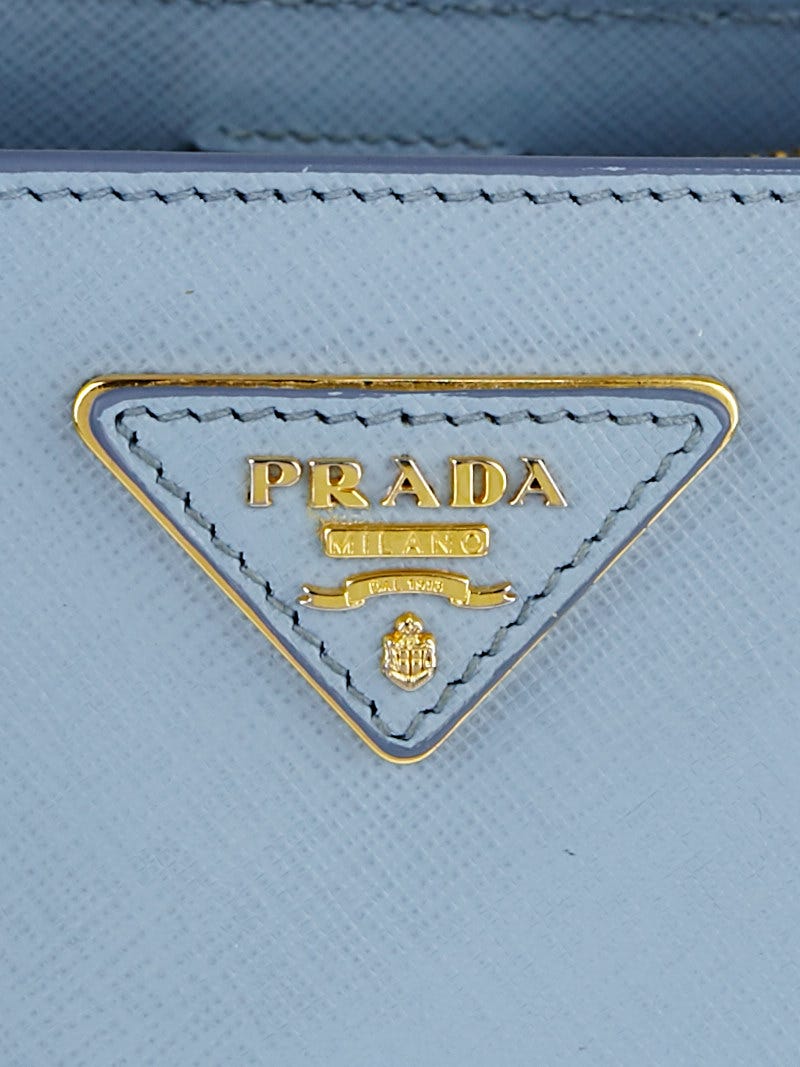 Prada Light Blue Saffiano Lux Leather Small Tote Bag BN1874 | Yoogi's Closet