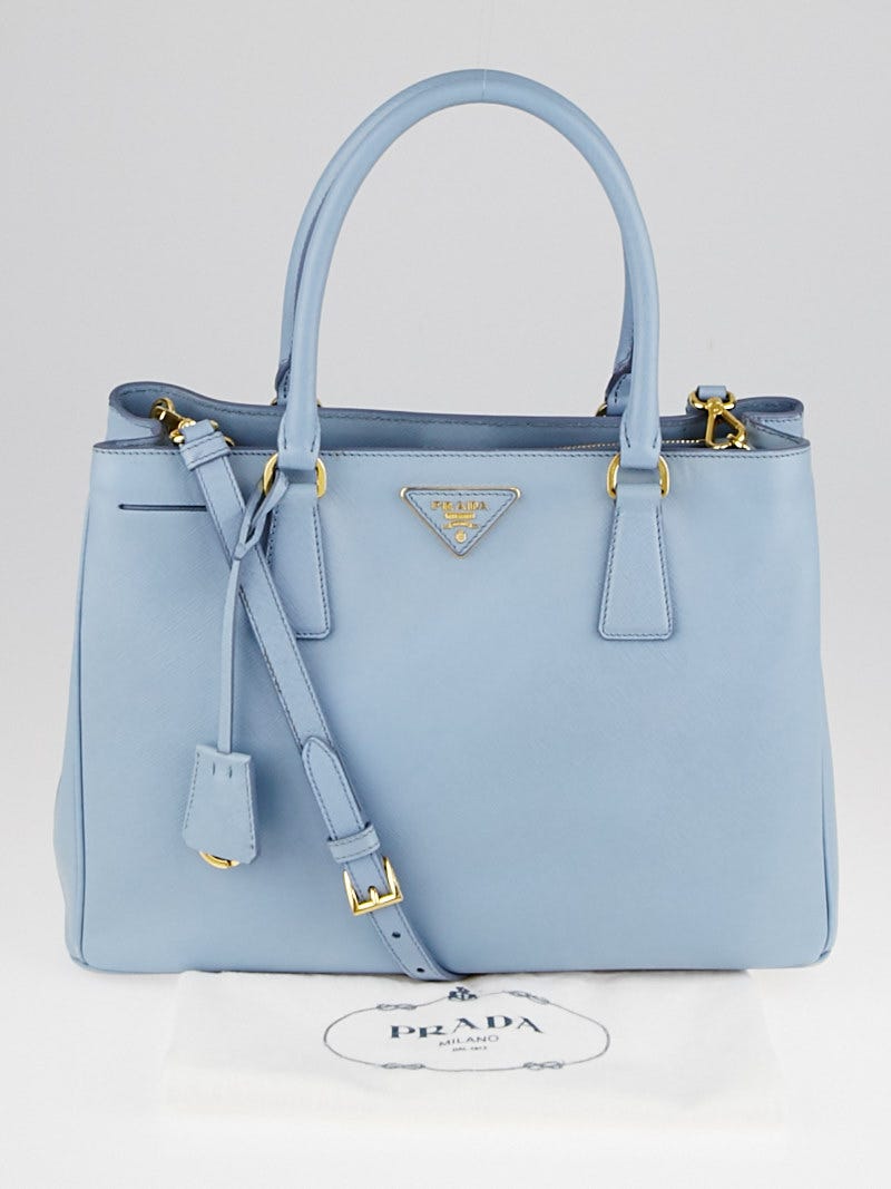 Prada Baby Blue Textured Ring Handle Shoulder Bag