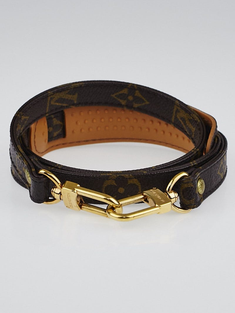 LOUIS VUITTON Monogram Strap Gold Buckle Shoulder Strap Brown