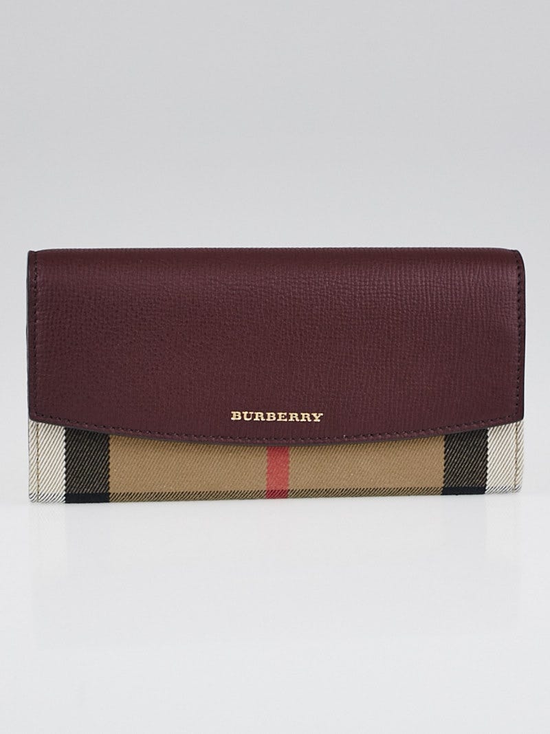 Burberry house check and leather best sale continental wallet