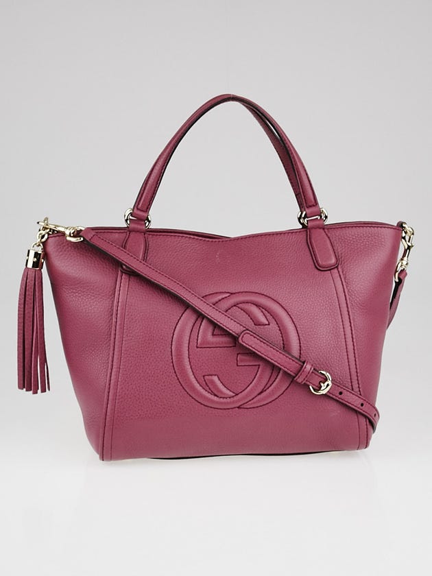 Gucci Purple Pebbled Leather Soho Crossbody Tote Bag