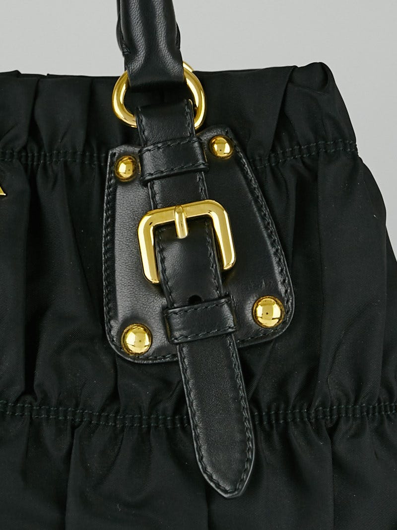 Prada Black Gaufre Tessuto Nylon and Leather Shopping Tote Bag - Yoogi's  Closet