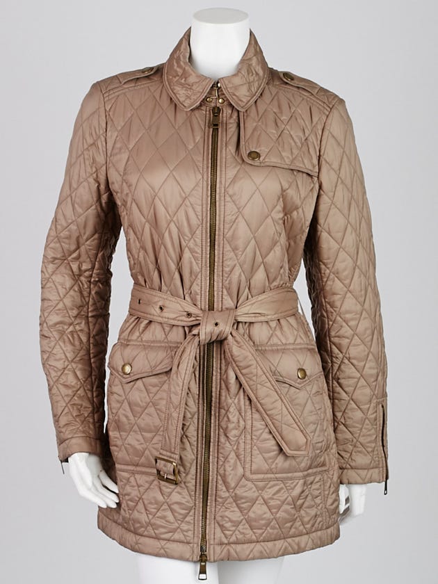 Burberry Brit Beige Quilted Nylon Topstead Jacket Size L