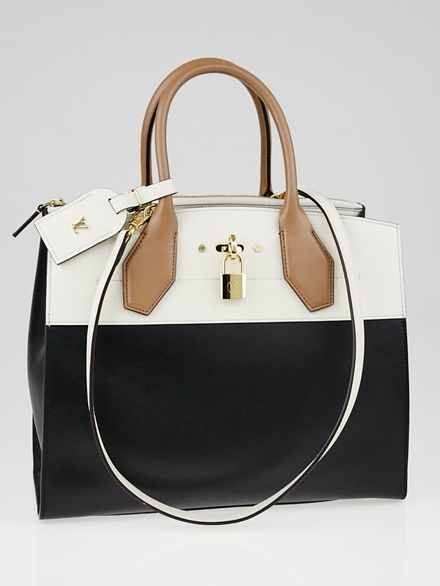 Louis Vuitton Black/White Leather City Steamer MM Bag
